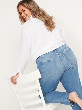 Old Navy Light Wash High-Rise O.G. Straight Jeans With Extra Stretch